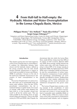 4 from Half-Full to Half-Empty: the Hydraulic Mission and Water Overexploitation in the Lerma–Chapala Basin, Mexico
