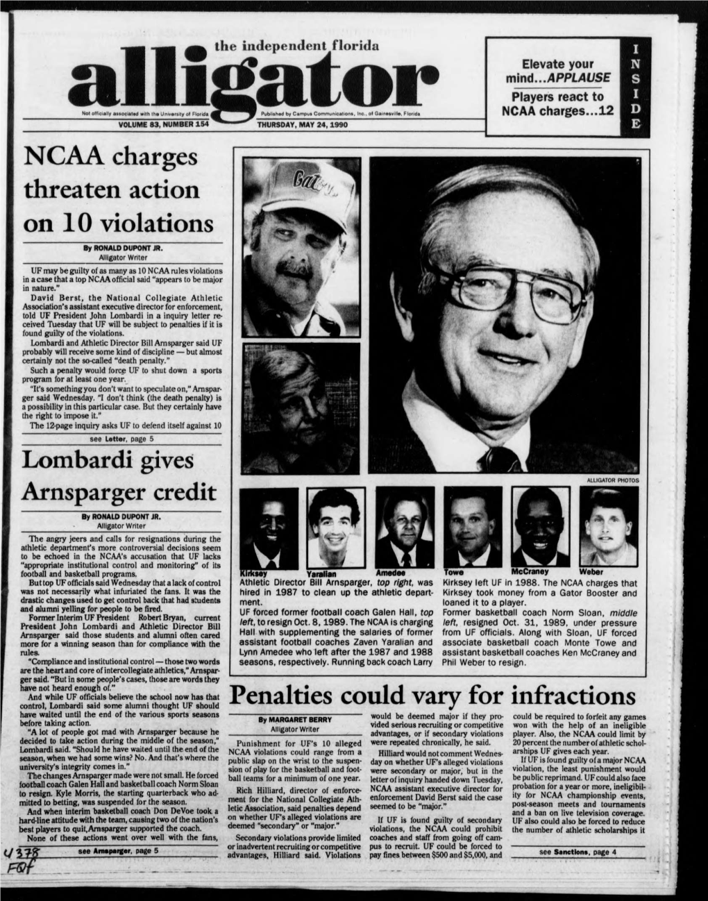 NCAA Charges.12 VOLUME 83, NUMBER 154 THURSDAY, MAY 24, 1990 NCAA Charges