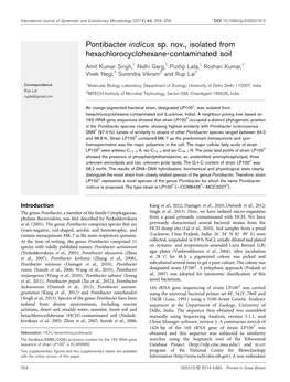 Pontibacter Indicus Sp. Nov., Isolated from Hexachlorocyclohexane-Contaminated Soil