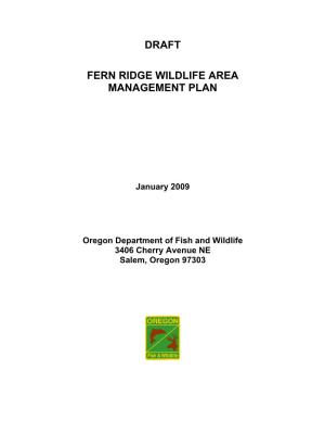 Draft Fern Ridge Wildlife Area Management Plan