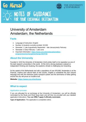 University of Amsterdam Amsterdam, the Netherlands