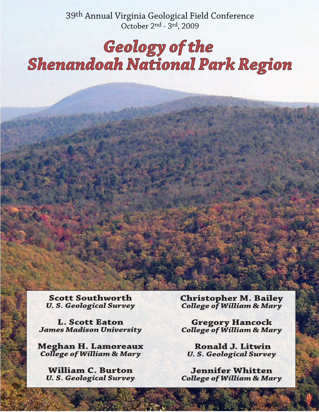 Geology of the Shenandoah National Park Region