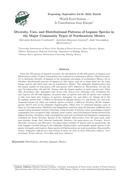 Diversity, Uses, and Distributional Patterns of Legume Species in The