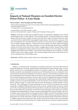 Impacts of Natural Disasters on Swedish Electric Power Policy: a Case Study