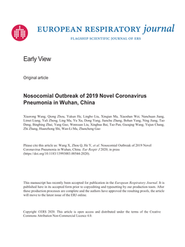 Nosocomial Outbreak of 2019 Novel Coronavirus Pneumonia in Wuhan, China