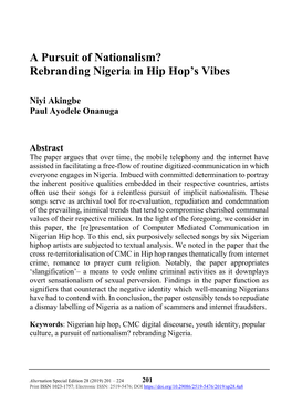 Rebranding Nigeria in Hip Hop's Vibes