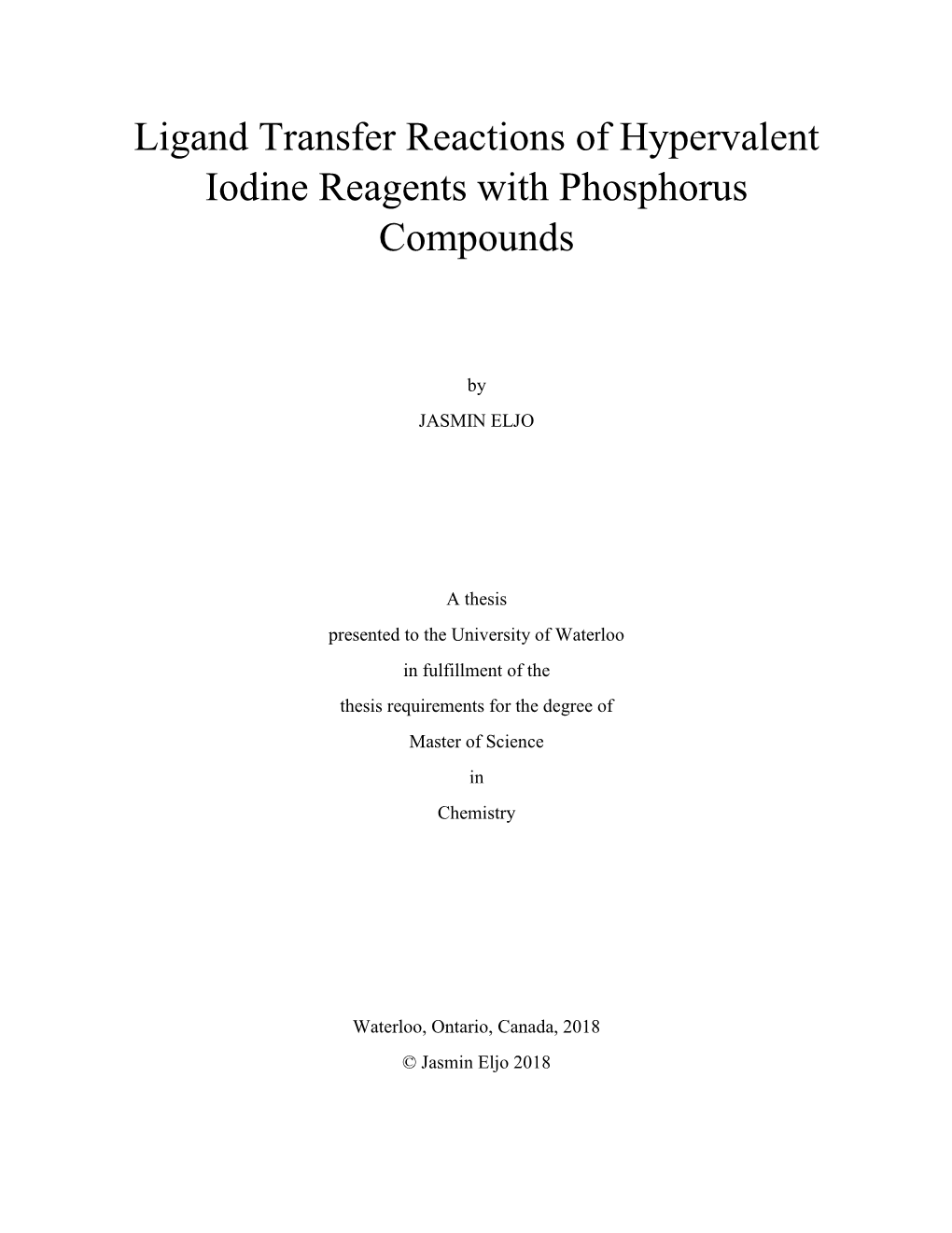 Ligand Transfer Reactions of Hypervalent Iodine Reagents with Phosphorus Compounds