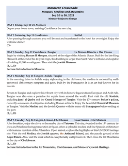 2021 SAA Moroccan Crossroads Final Itinerary