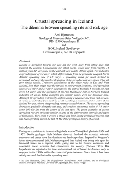 Crustal Spreading in Iceland the Dilemma Between Spreading Rate and Rock Age