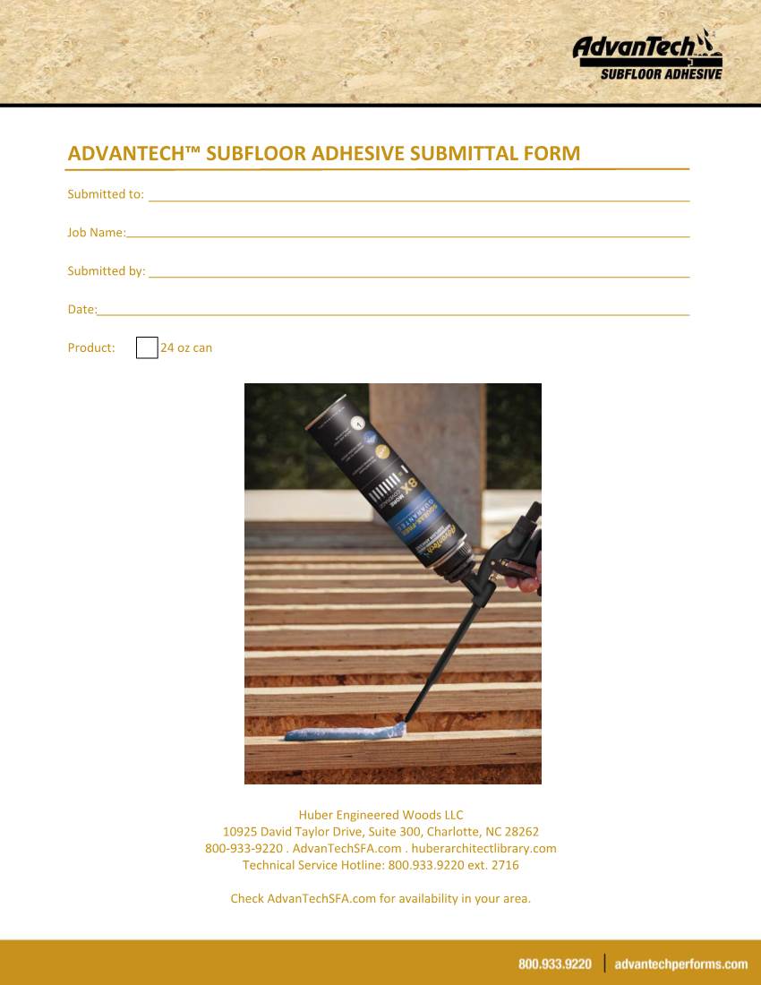 Advantech™ Subfloor Adhesive Submittal Form