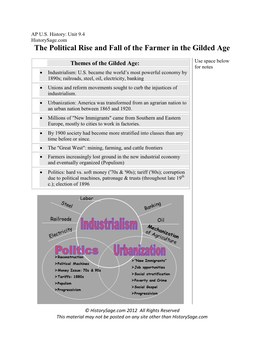 The Political Rise and Fall of the Farmer in the Gilded Age