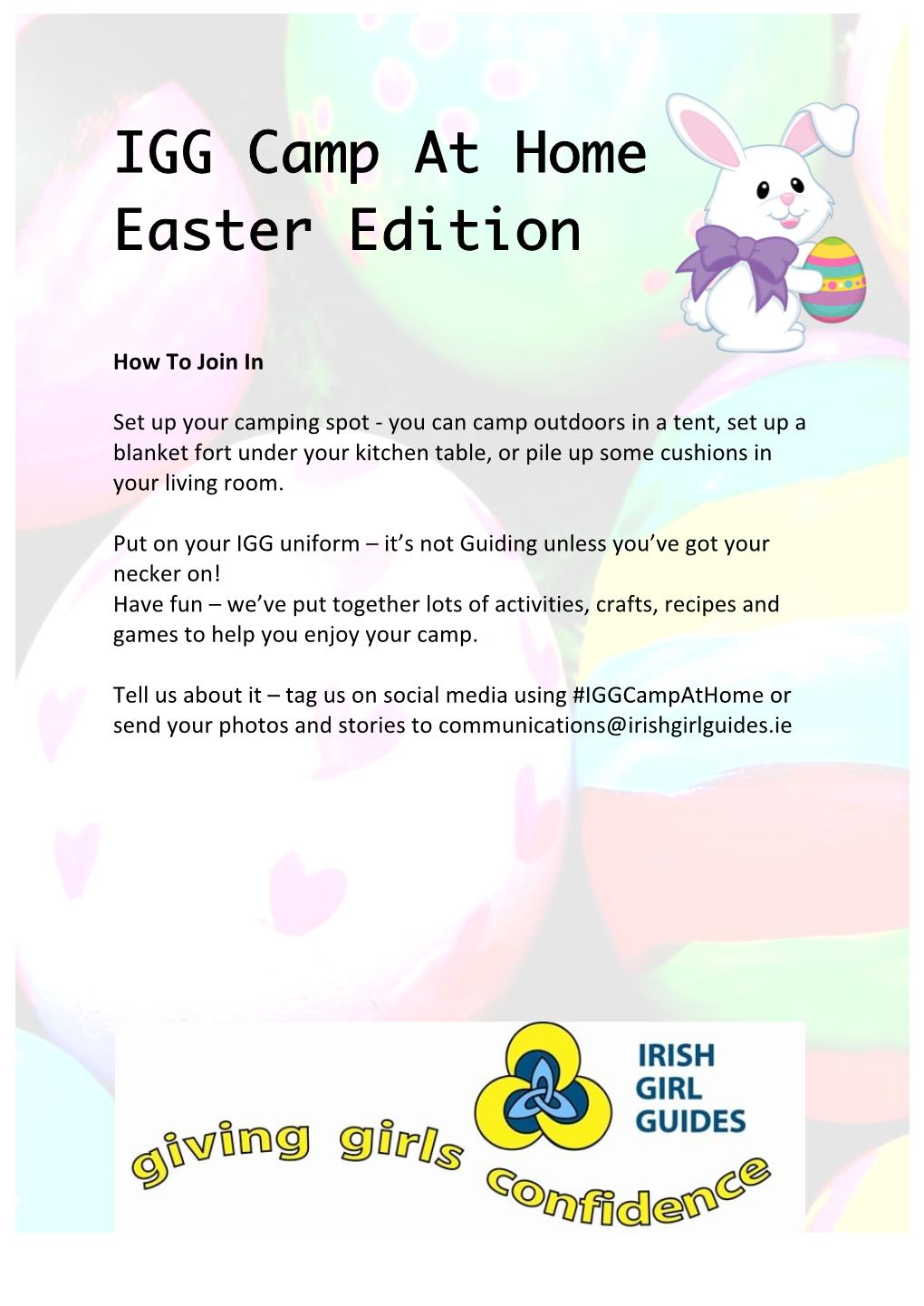 IGG Camp at Home Easter Edition Activity Pack