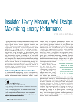 Insulated Cavity Masonry Wall Design: Maximizing Energy Performance