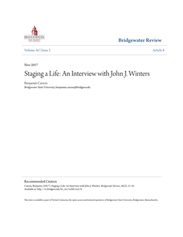 An Interview with John J. Winters Benjamin Carson Bridgewater State University, Benjamin.Carson@Bridgew.Edu