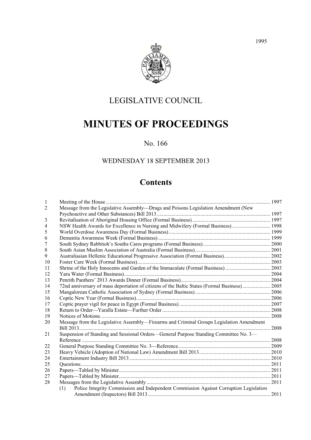 Minutes of Proceedings