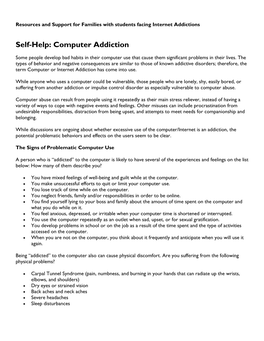 Self-Help: Computer Addiction