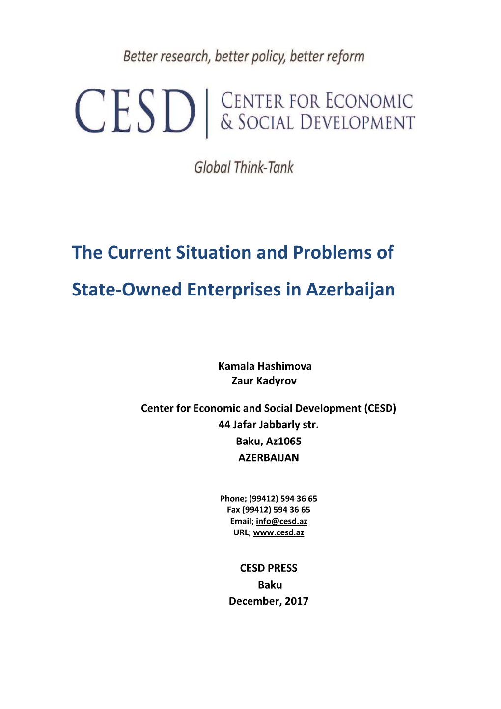 The Current Situation and Problems of State-Owned Enterprises in Azerbaijan