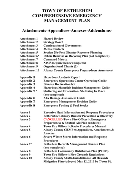 Town Comprehensive Emergency Management Plan (CEMP), the Implementation of Emergency Actions Pursuant to the NIMS Structure and Other Related Resources