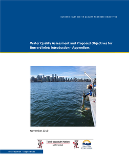 Water Quality Assessment and Proposed Objectives for Burrard Inlet: Introduction - Appendices