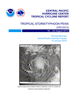 TROPICAL STORM/TYPHOON PEWA (CP012013) 16 – 25 August 2013