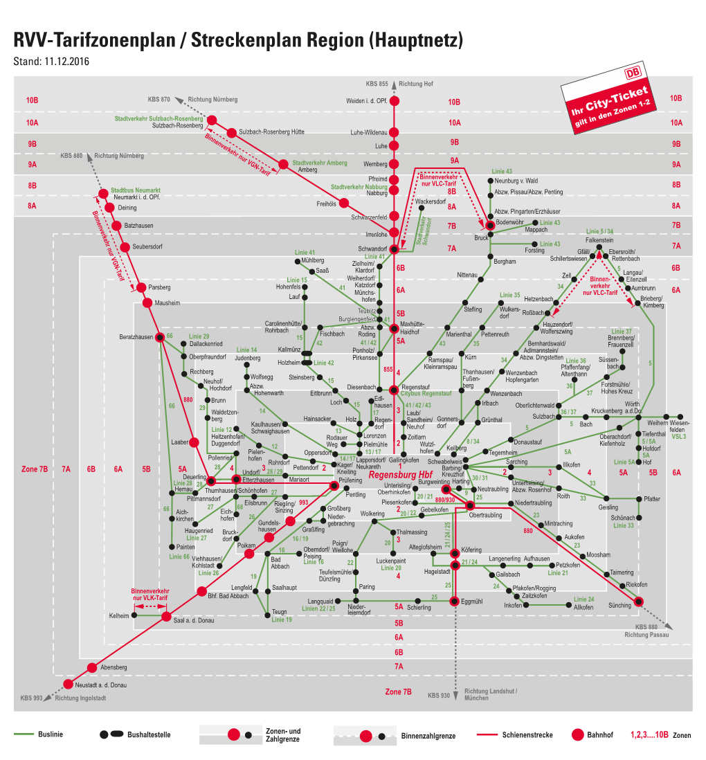 RVV-Tarifzonenplan / Streckenplan Region (Hauptnetz) Stand: 11.12.2016