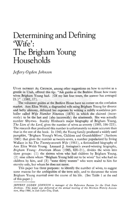 'Wife': the Brigham Young Households