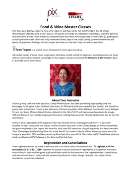 Food & Wine Master Classes
