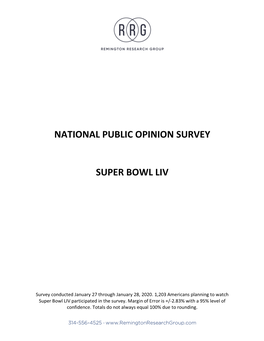 National Super Bowl Liv Public Opinion Survey 012920