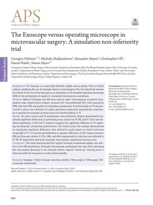 The Exoscope Versus Operating Microscope in Microvascular Surgery