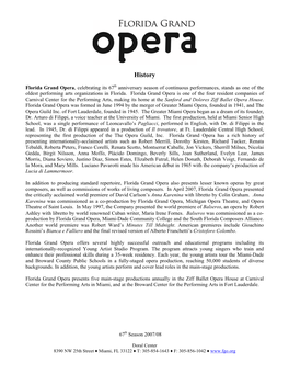 History of the Florida Grand Opera
