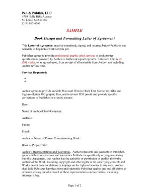 Book Design and Formatting Letter of Agreement