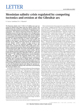Messinian Salinity Crisis Regulated by Competing Tectonics and Erosion at the Gibraltar Arc