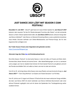 Just Dance 2021 Lädt Mit Season 3 Zum Festival!
