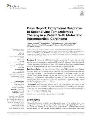 Case Report: Exceptional Response to Second Line Temozolomide Therapy in a Patient with Metastatic Adrenocortical Carcinoma