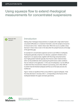 Using Squeeze Flow to Extend Rheological Measurements for Concentrated Suspensions