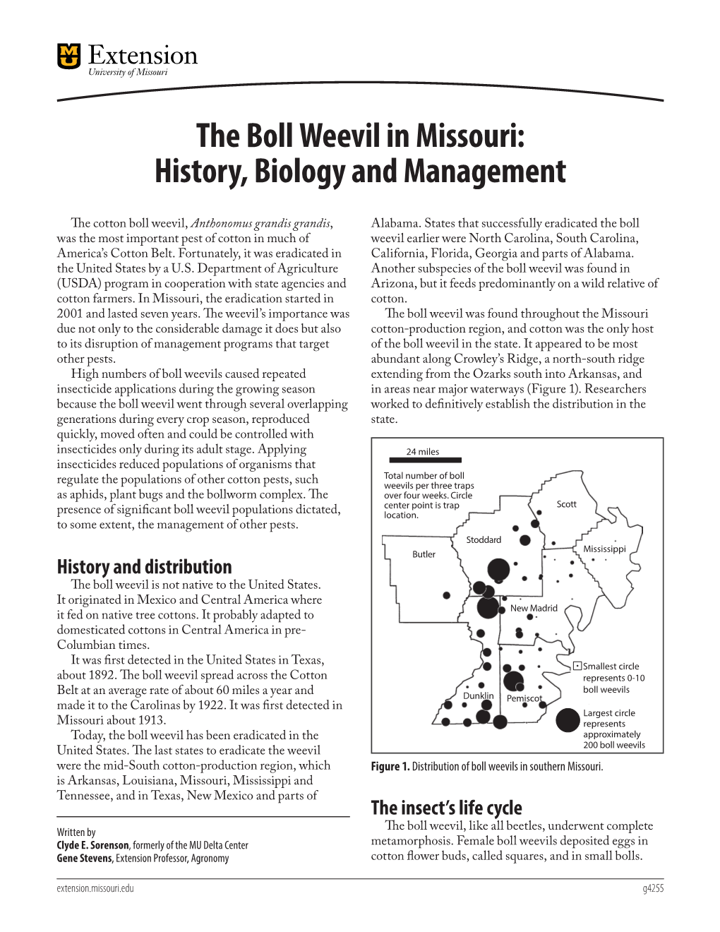 The Boll Weevil in Missouri: History, Biology and Management