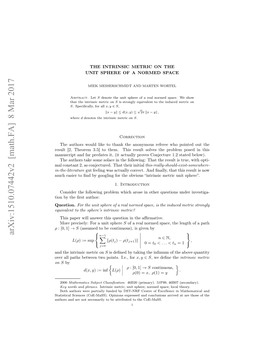 The Intrinsic Metric on the Unit Sphere of a Normed Space