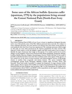 Some Uses of the African Buffalo Syncerus Caffer (Sparrman, 1779) by the Populations Living Around the Comoé National Park (North-East Ivory Coast)