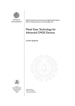 Metal Gate Technology for Advanced CMOS Devices