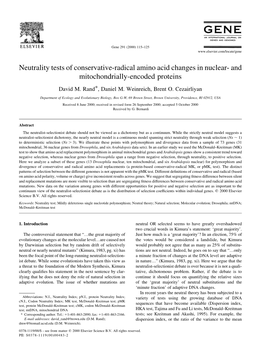 Neutrality Tests of Conservative-Radical Amino Acid Changes in Nuclear- and Mitochondrially-Encoded Proteins