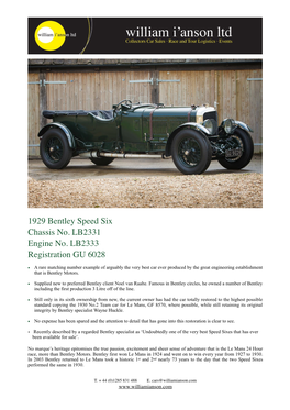 1929 Bentley Speed 6