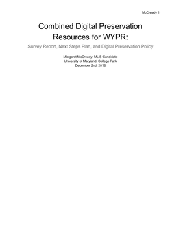 Combined Final WYPR Report and Policy