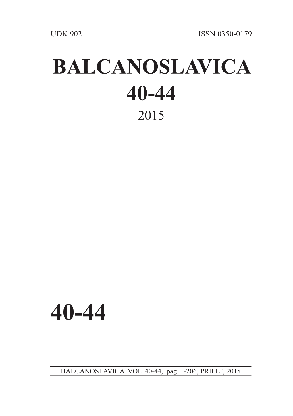 Balcanoslavica 40-44 2015