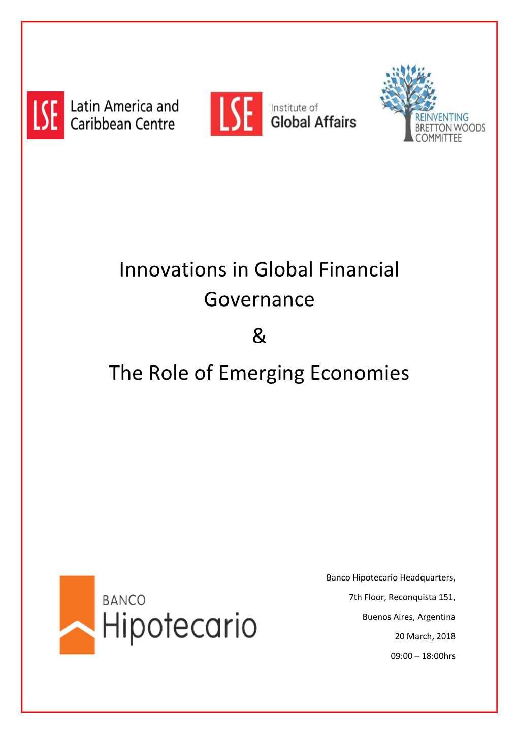 Innovations in Global Financial Governance & the Role Of