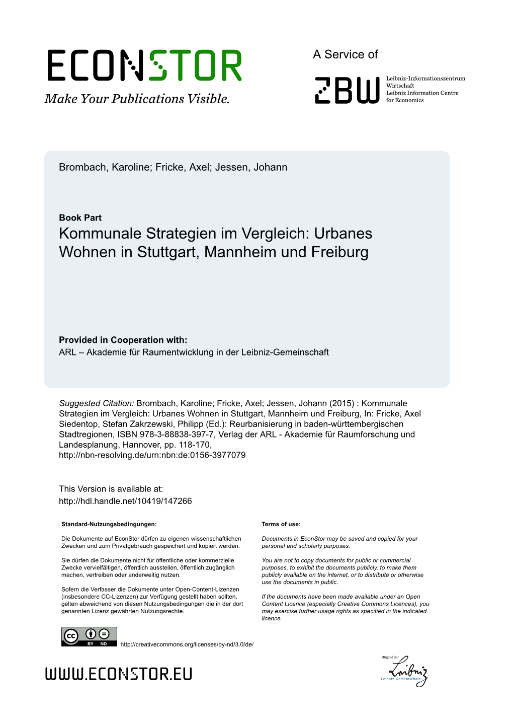 Urbanes Wohnen in Stuttgart, Mannheim Und Freiburg