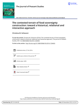 The Contested Terrain of Food Sovereignty Construction: Toward a Historical, Relational and Interactive Approach