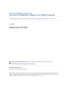 Admission of Utah