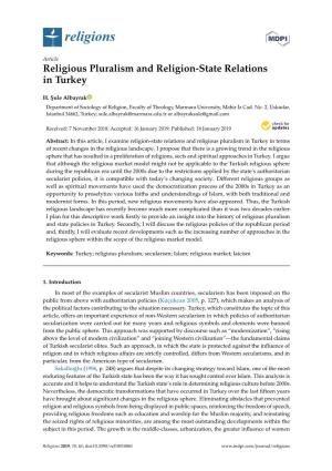 Religious Pluralism and Religion-State Relations in Turkey