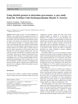 Using Detrital Garnets to Determine Provenance: a Case Study from the Vertiskos Unit (Serbomacedonian Massif, N