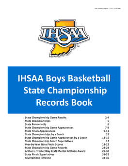 IHSAA Boys Basketball State Championship Records Book